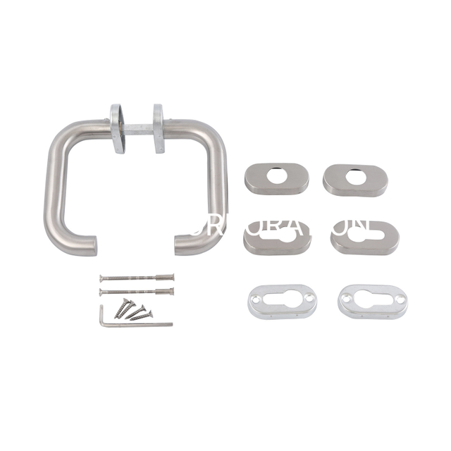 Нержавеющая сталь 304 Трубка Рычаг Потяните ручку Круглая розетка мебельной фурнитуры для стеклянной двери