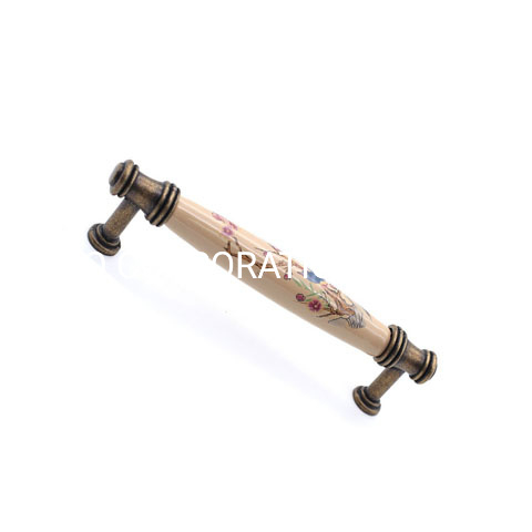 Классическая мебель, цинковый сплав и керамика, античная медь, ручка 76 мм, ручка для гардероба